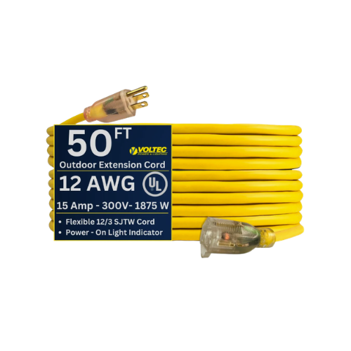 Voltec 12/3 Yellow Extension Cord w/Lighted End