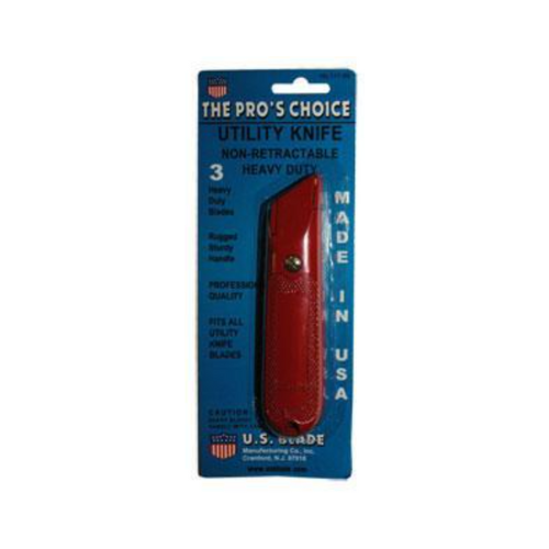 Heavy Duty Fixed Blade Utility Knife w/ 3 Blades