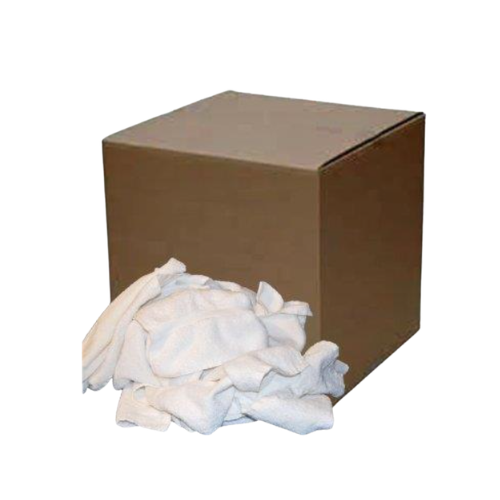 Recycled White T-Shirt Rags - 10lb Box