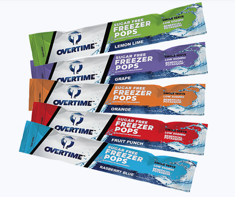 Overtime 3.0Oz Freezer Pops Electrolyte Replacment - Case Of 150 Pops, 30 Each Of 5 Flavors
